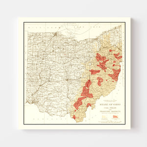 Vintage Map of Tennessee Coal Fields, 1919