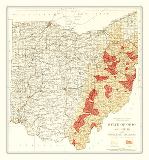 Vintage Map of Tennessee Coal Fields, 1919