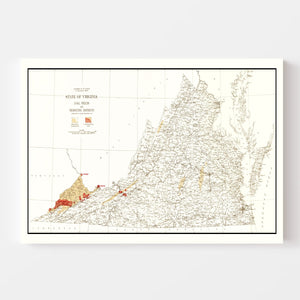 Vintage Map of Virginia Coal Fields, 1919
