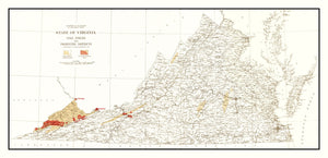 Vintage Map of Virginia Coal Fields, 1919