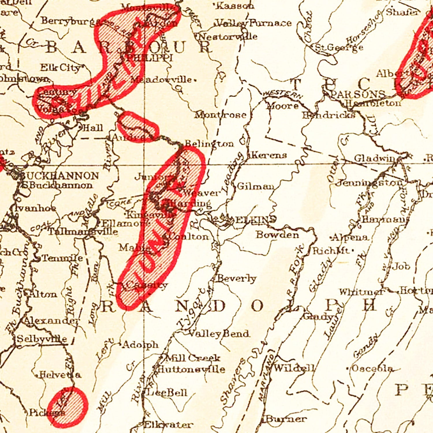Vintage Map of West Virginia Coal Fields, 1919