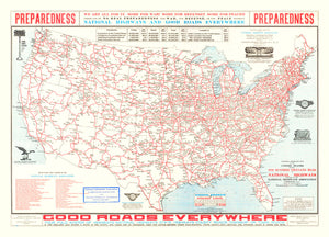 Vintage Highway Map of the United States, 1915