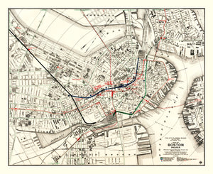 Vintage Map of Boston, Massachusetts 1914