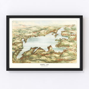 Vintage Map of Sunapee Lake, 1905