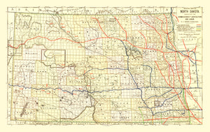 Vintage Map of North Dakota 1901