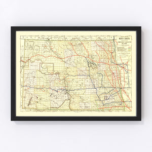 Vintage Map of North Dakota 1901