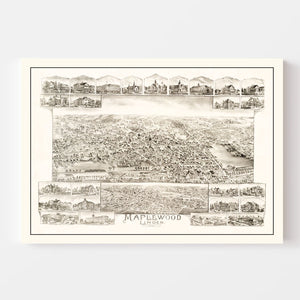 Vintage Map of Maplewood & Linden, MA 1879