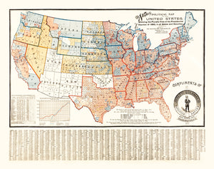 Vintage Political Map of the United States, 1893