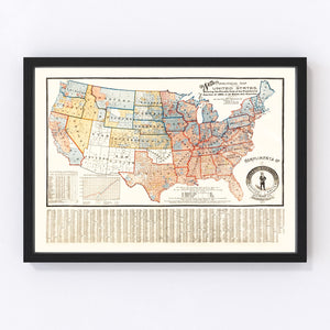 Vintage Political Map of the United States, 1893