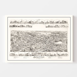 Vintage Map of Spencer, Massachusetts 1892