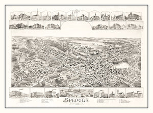 Vintage Map of Spencer, Massachusetts 1892