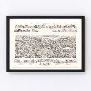 Vintage Map of Spencer, Massachusetts 1892