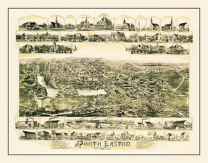 Vintage Map of North Easton, Massachusetts 1891