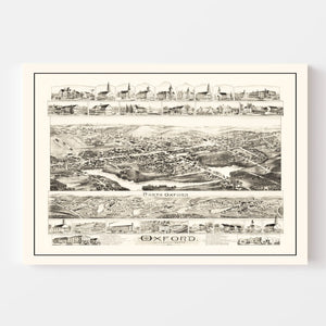 Vintage Map of Oxford, Massachusetts 1891