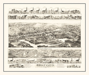 Vintage Map of Oxford, Massachusetts 1891
