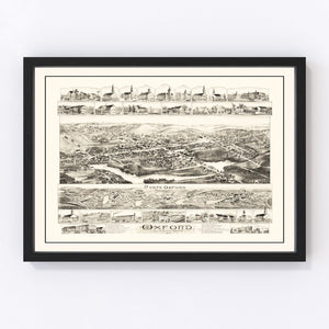 Vintage Map of Oxford, Massachusetts 1891