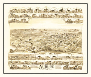 Vintage Map of Auburn, Rhode Island 1890