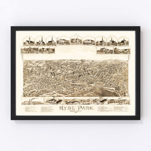 Vintage Map of Hyde Park, Massachusetts 1890