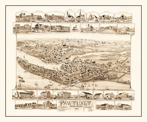 Vintage Map of Pawtuxet, Rhode Island 1890