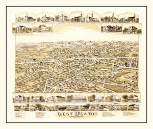 Vintage Map of West Newton, Massachusetts 1890