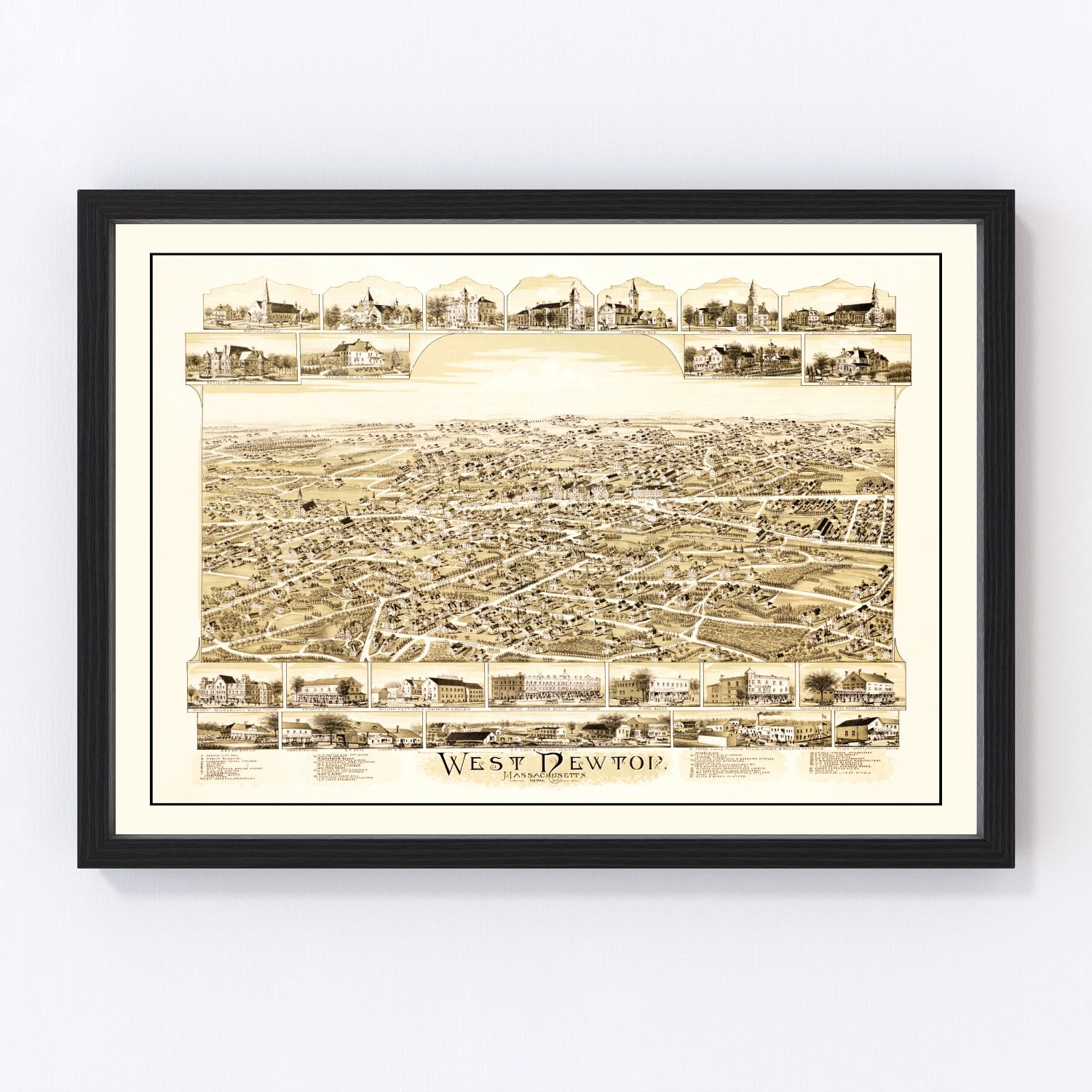 Vintage Map of West Newton, Massachusetts 1890