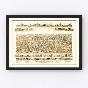 Vintage Map of West Newton, Massachusetts 1890