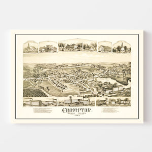 Vintage Map of Crompton, Rhode Island 1889