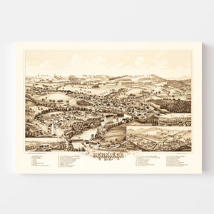 Vintage Map of Henniker, New Hampshire 1889