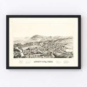 Vintage Map of Jewett City, Connecticut 1889