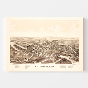 Vintage Map of Mittineague, Massachusetts 1889