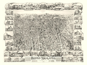 Vintage Map of Boston Highlands, Massachusetts 1888