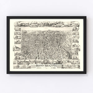 Vintage Map of Boston Highlands, Massachusetts 1888