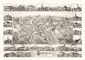 Vintage Map of Franklin, Massachusetts 1888