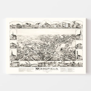 Vintage Map of Mansfield, Massachusetts 1888