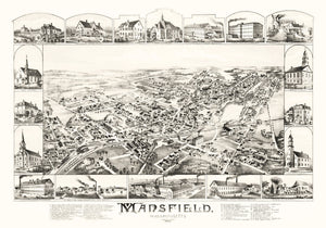 Vintage Map of Mansfield, Massachusetts 1888