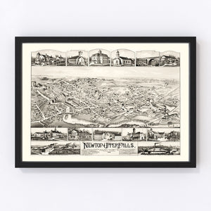 Vintage Map of Newton Upper Falls, Massachusetts 1888
