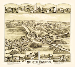 Vintage Map of South Easton, Massachusetts 1888