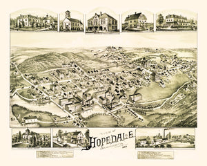Vintage Map of Hopedale, Massachusetts 1888