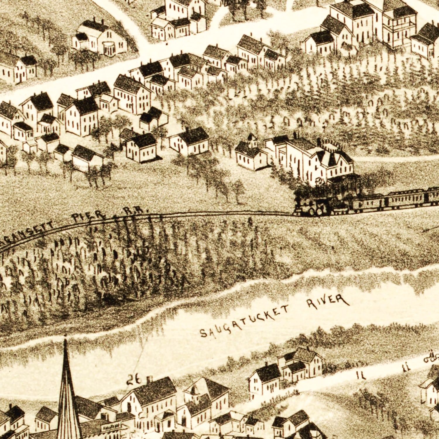 Vintage Map of Wakefield, Rhode Island 1888