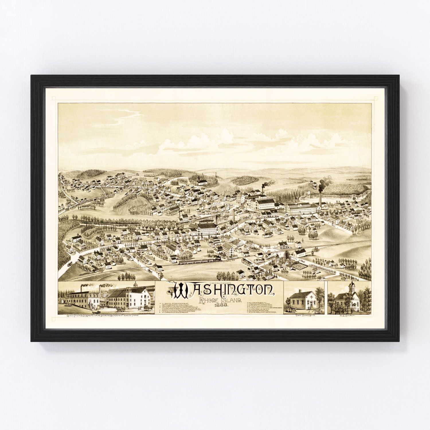 Vintage Map of Washington, Rhode Island 1888