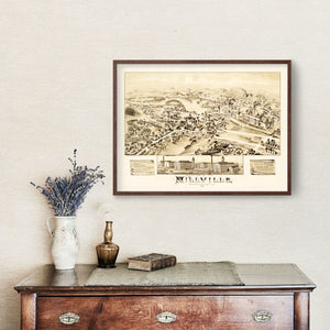 Vintage Map of Millville, Massachusetts 1887