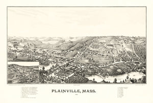 Vintage Map of Plainville, Massachusetts 1887