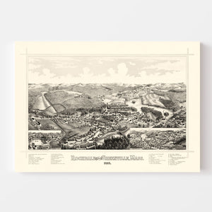 Vintage Map of Rochdale, Massachusetts 1887