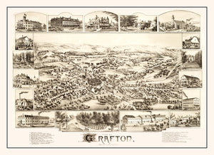 Vintage Map of Grafton, Massachusetts 1887