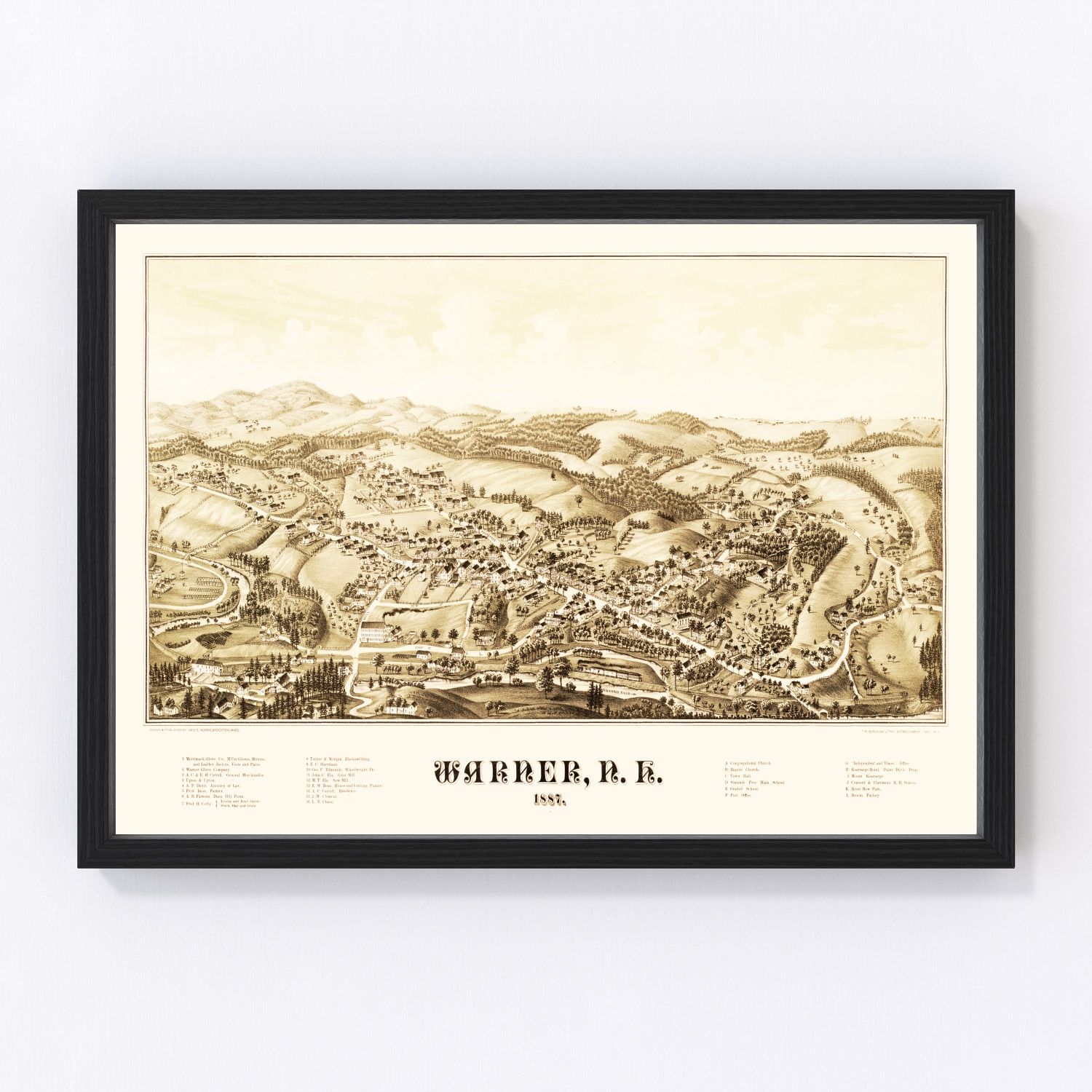 Vintage Map of Warner, New Hampshire 1887