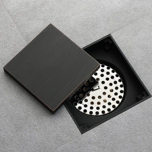 Oil rubbered bronze brass shower drain 4 inch square with ABS base