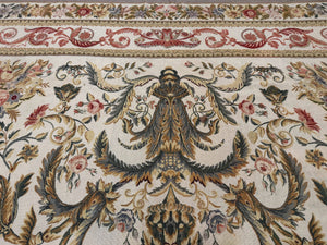 Aubusson Needlepoint Rug 10x14, Elegant European French Carpet, Vintage Carpet