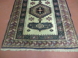 3' X 4' Vintage Handmade Turkish Geometric Oriental Wool Rug Nice