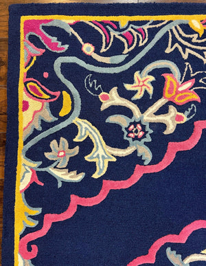 Safavieh Rug 8x10 Belagio Collection, Navy Blue Pink Yellow, Power-Loomed Wool Carpet, Floral Area Rug, Modern Rug, Room Sized 8 x 10 ft Rug
