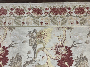Extra Large Needlepoint Rug 14 x 20, Vintage Handwoven Handmade Wool Flatweave Carpet, Allover Floral Pattern, Elegant European Deisgn Rug